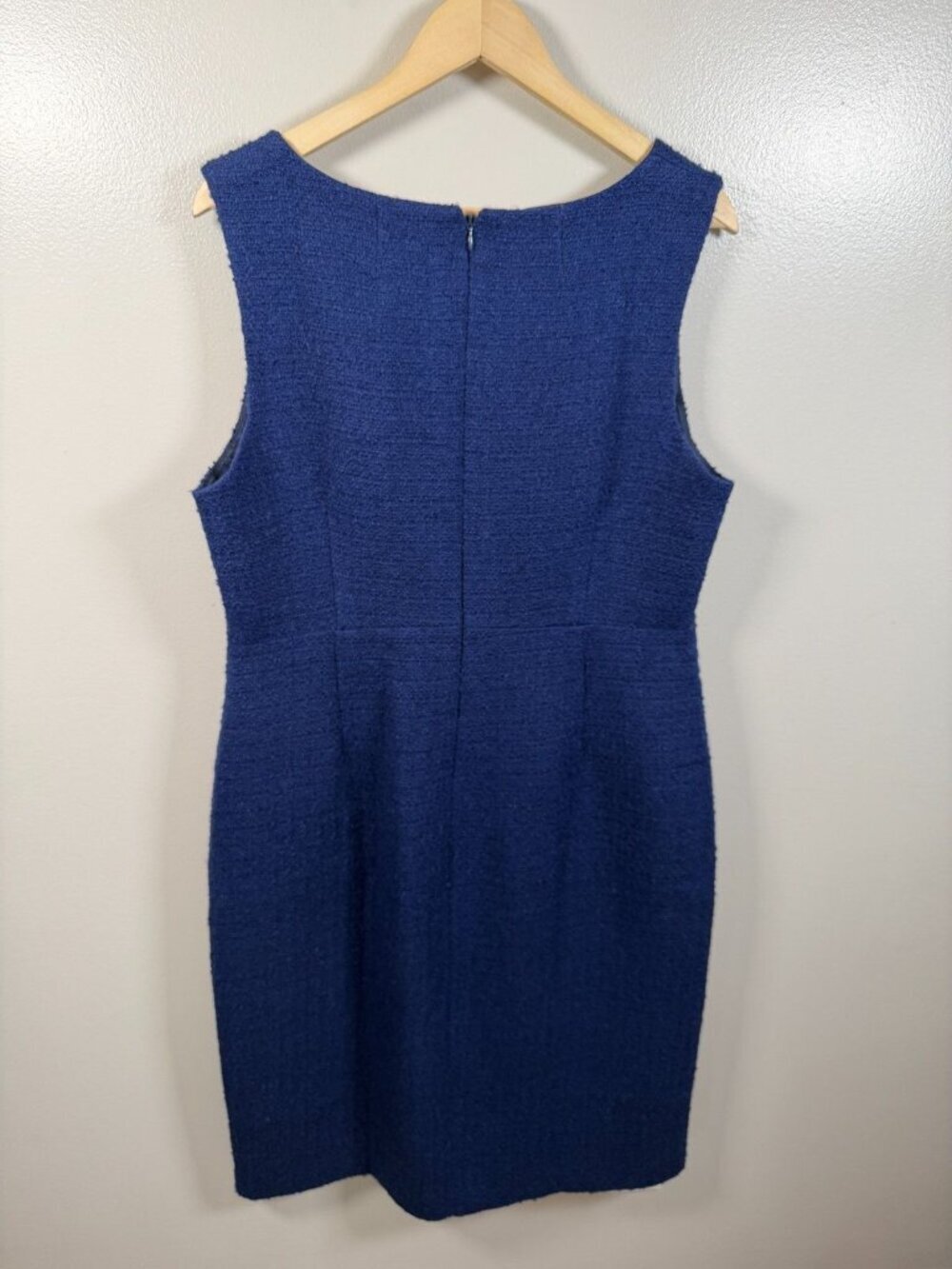 J. Crew Sophia Tweed Midi Dress Size 16 Navy Blue Preppy Career Work Office - Picture 3 of 10